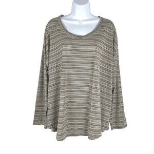 Athleta Top Multicolored Striped Modal Polyester‎ Spandex Long Sleeve Women's 1X